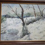 Snowy landscape painting