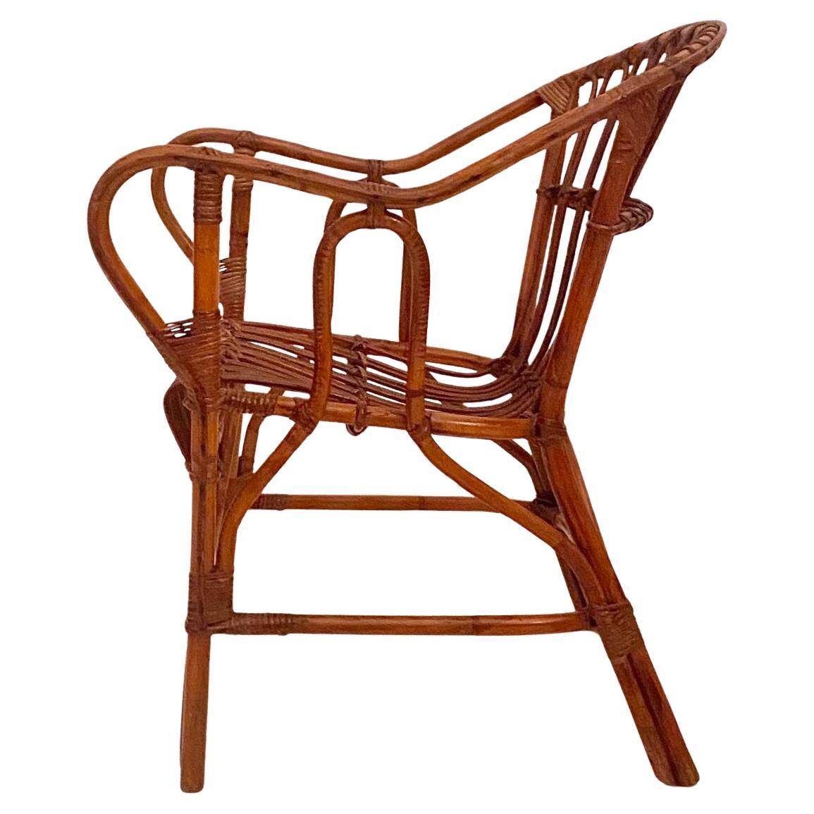 Mid Century Modern Bamboo Chairs and Table Set, Italy 1960s