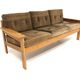 Scandinavian 3-seater sofa in pine and velvet, Sweden, 1970.