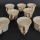 Egg cups with servant, series of eight stoneware signed arts ceram grand feu XX