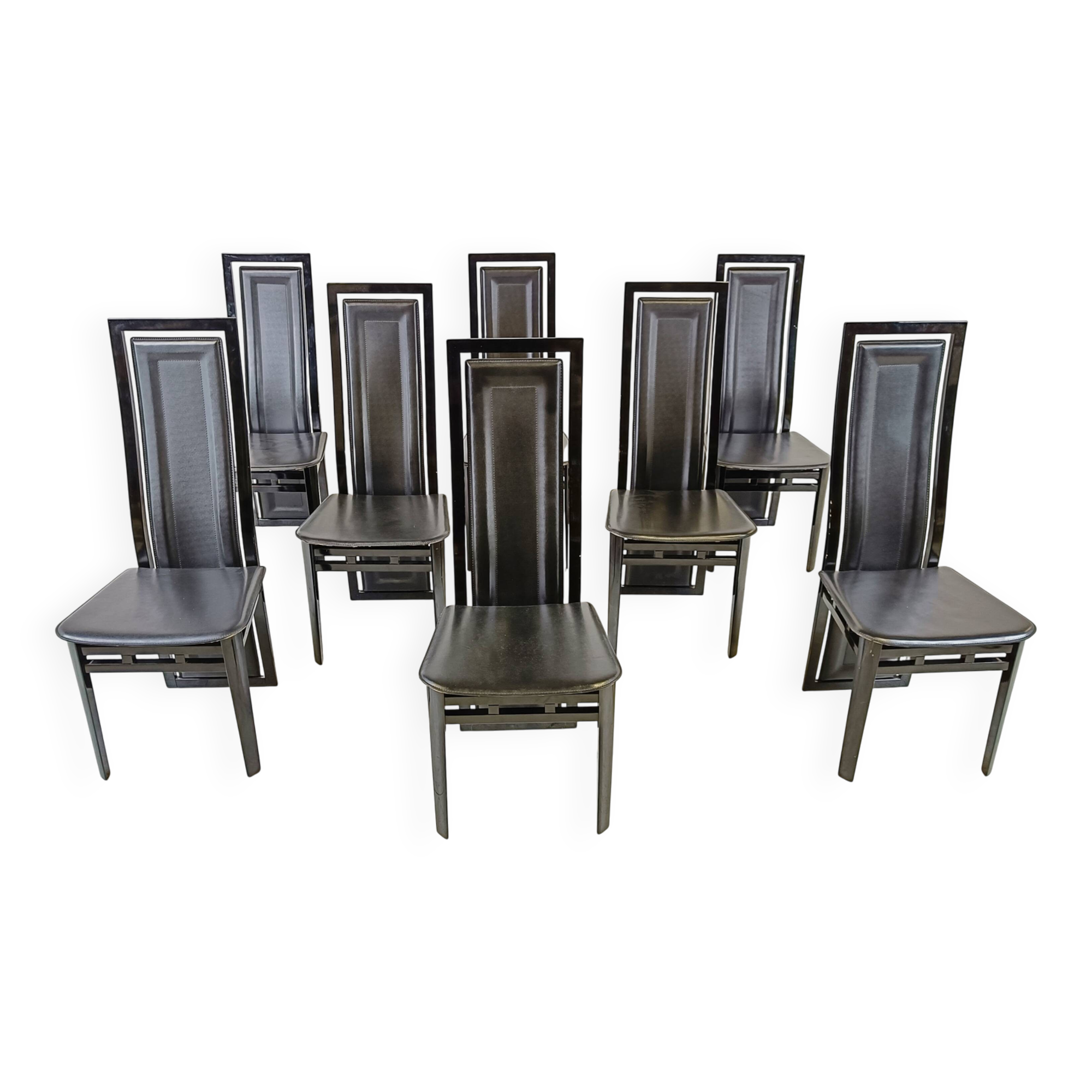 Set of 8 Italian dining chairs by A. Sibau, 1980s