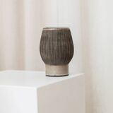 Gray and beige ceramic vase, vintage 1970s Danish studio pottery with incised texture