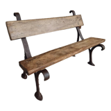 Antique garden bench park bench cast iron with oak