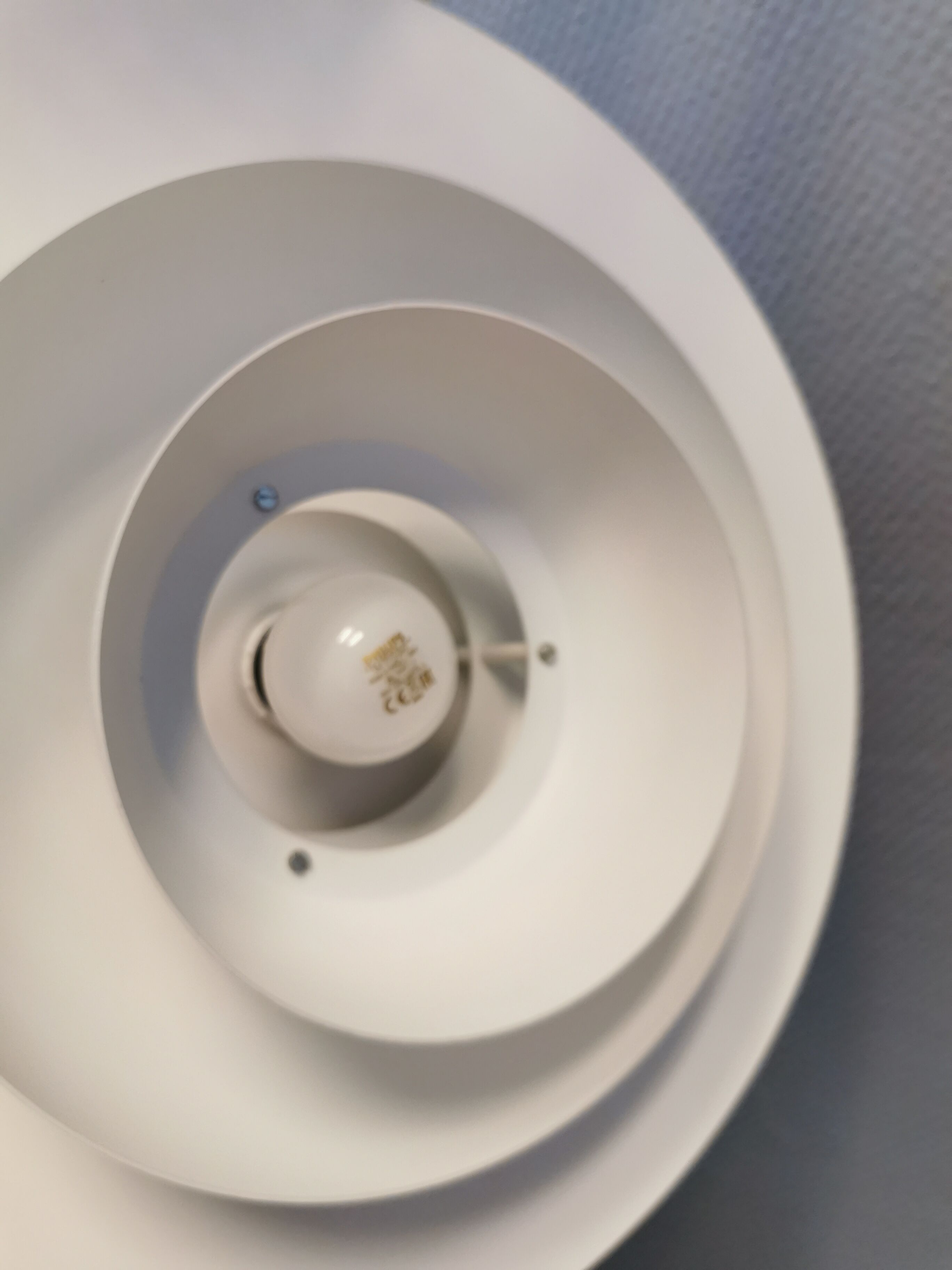 Classic danish designed hanging lamp from the 80s, in white lacquered metal
