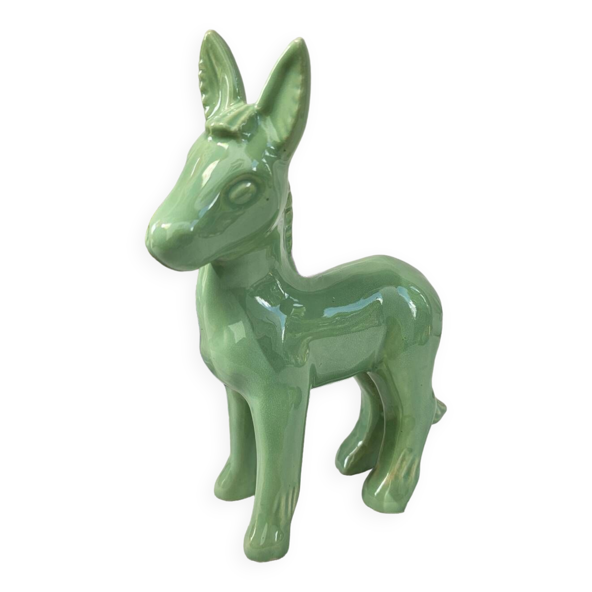Mint green vintage ceramic donkey