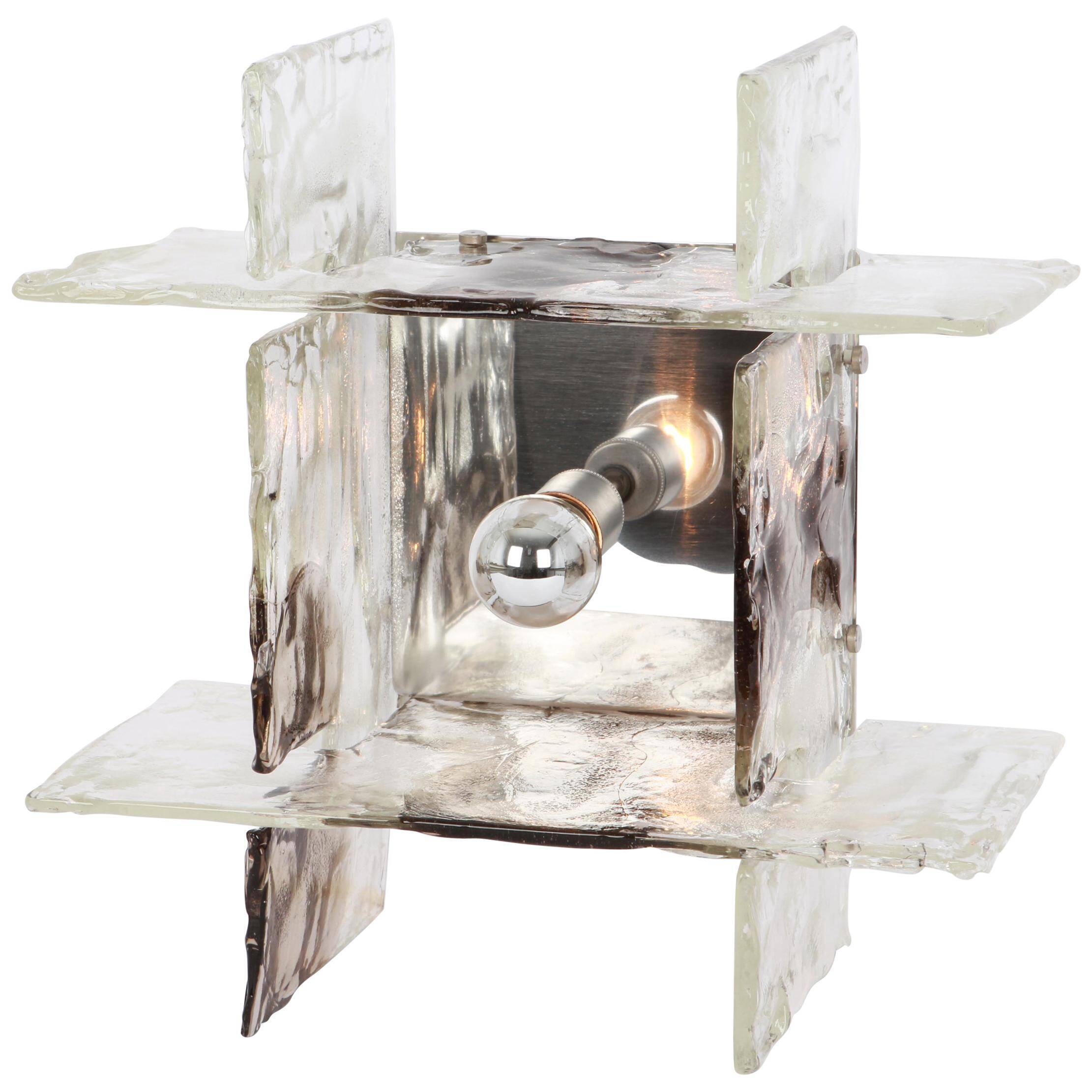 Glass wall sconce designed by Carlo Nason for Kalmar, 1960s.