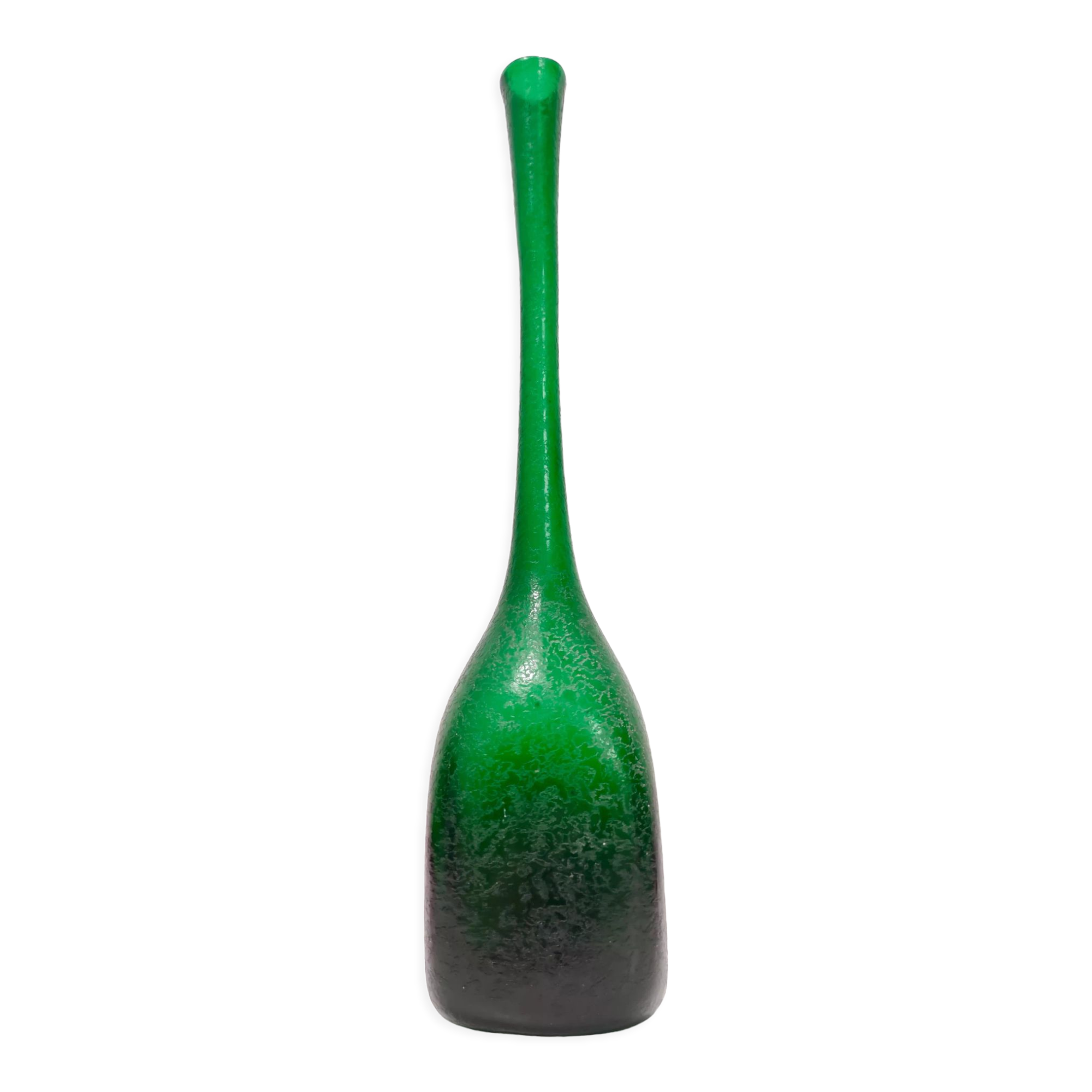 Vintage Emerald Green Corroso Murano Glass Vase by Seguso, Italy