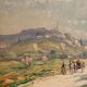 Landscape painting view from the village of Les Angles, Gard, Avignon, Hurard 1887-1956