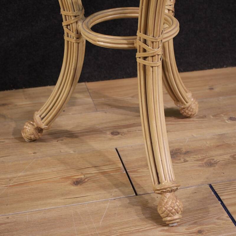 Italian iron side table with glass top
