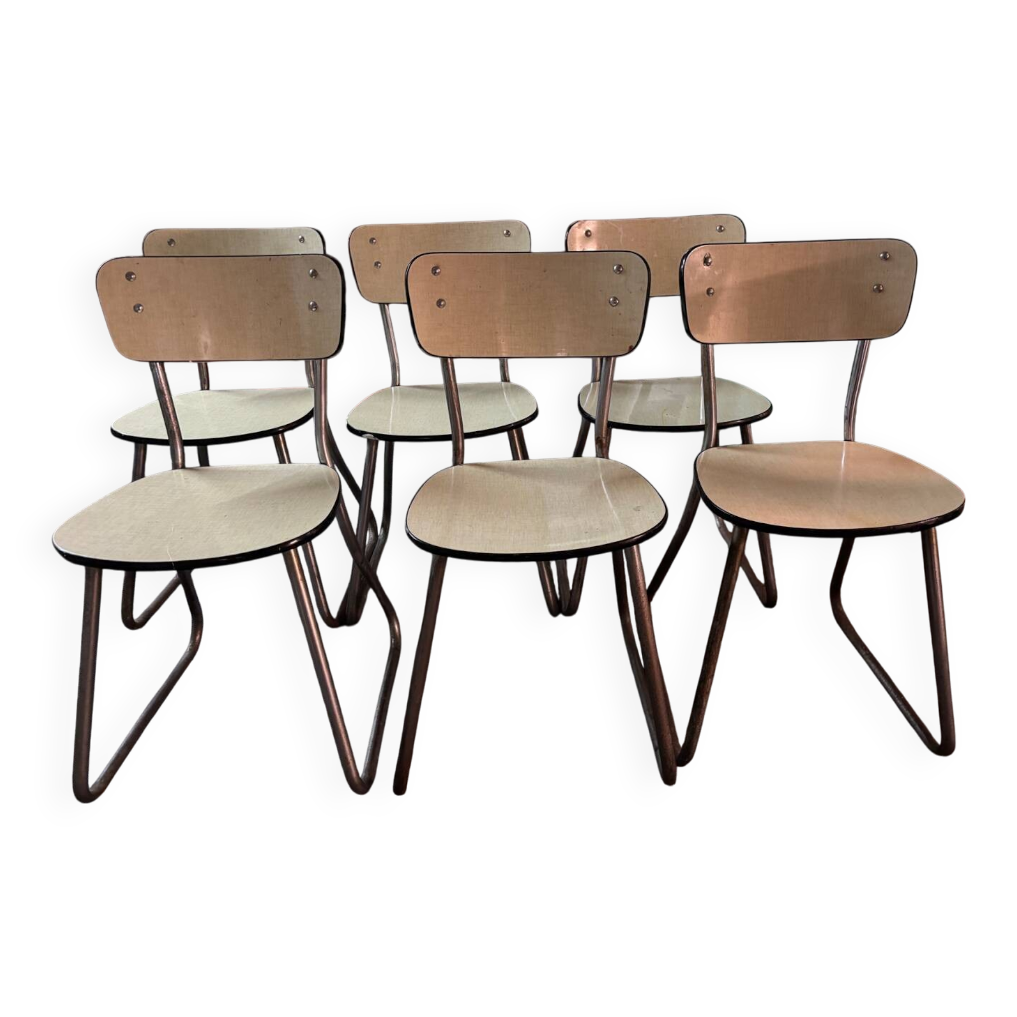 6 vintage design Formica and stainless steel chairs