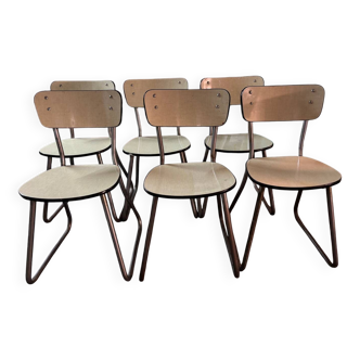 6 vintage design Formica and stainless steel chairs
