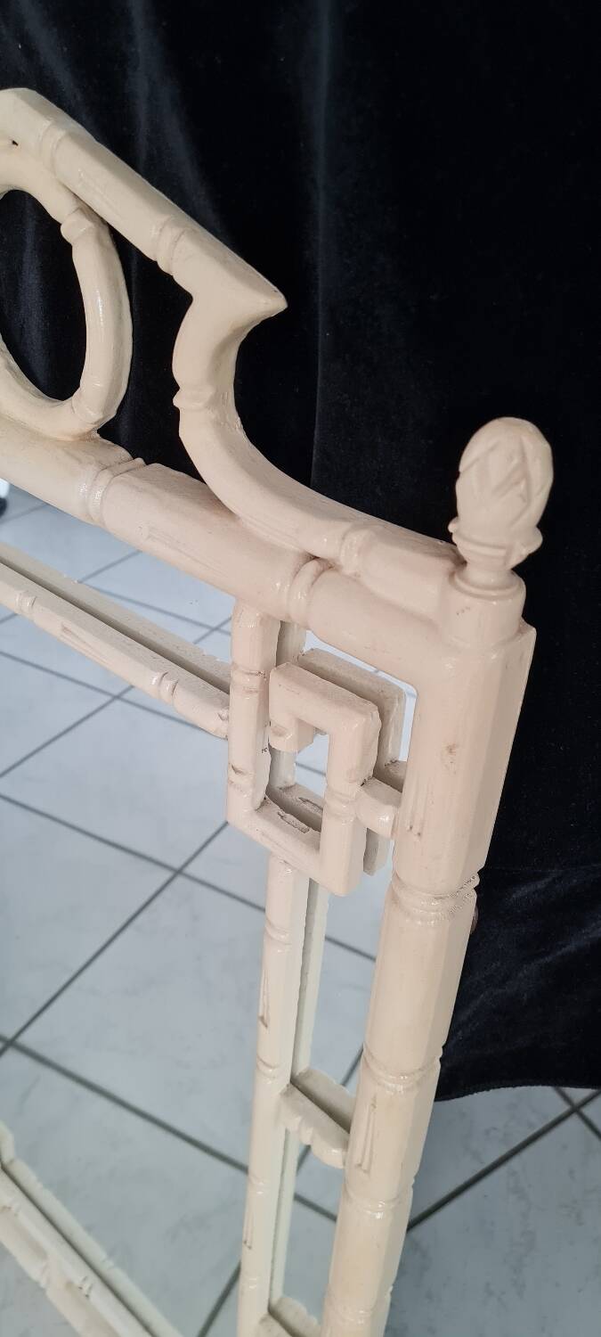 Vintage white faux bamboo mirror