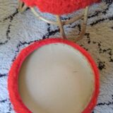 Pouf storage chest moumoute red vintage 1972 faux fur