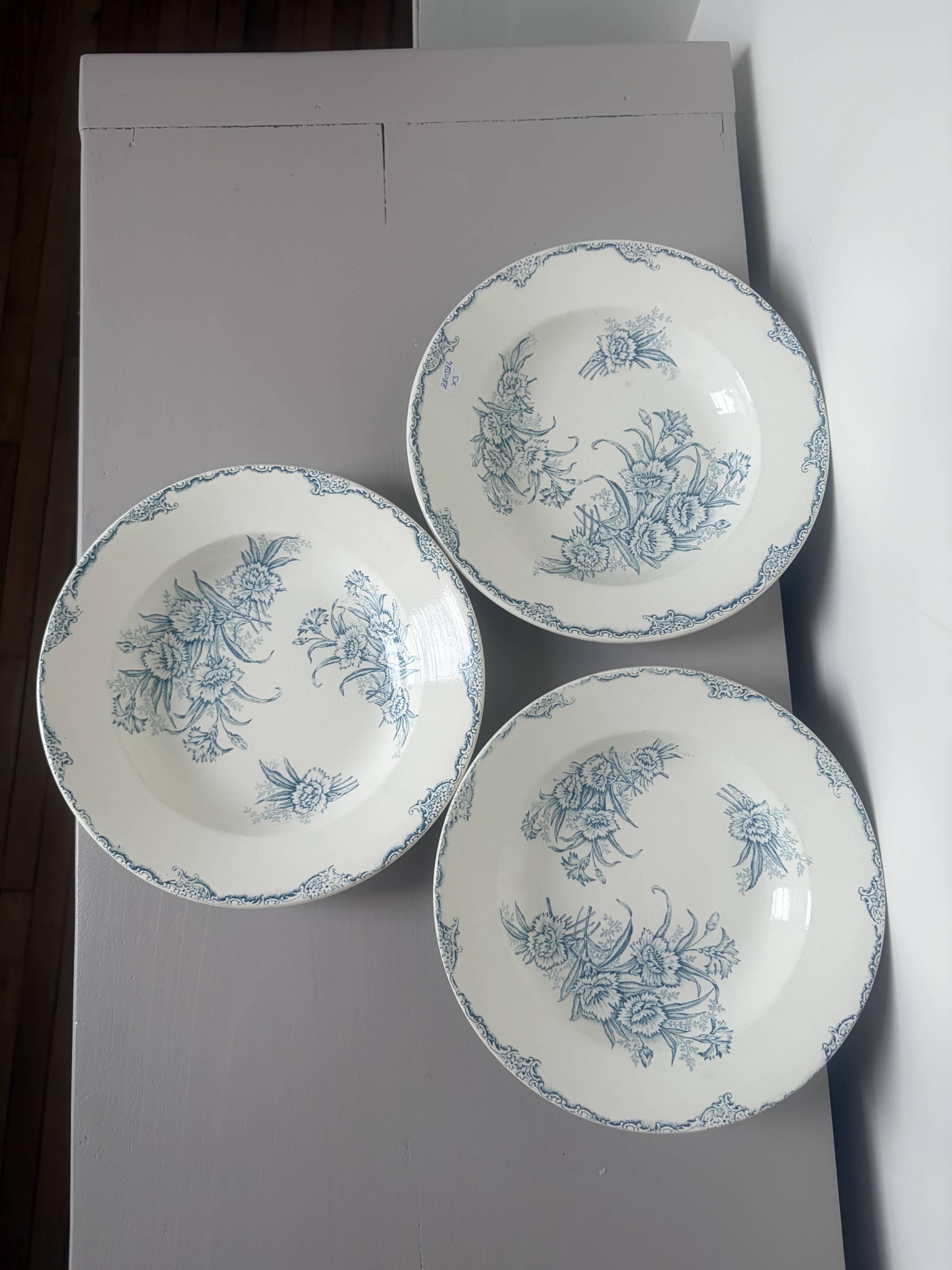 3 vintage deep plates in ironstone by L&G model Oeillets 220524