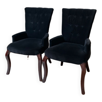 Black velvet armchairs