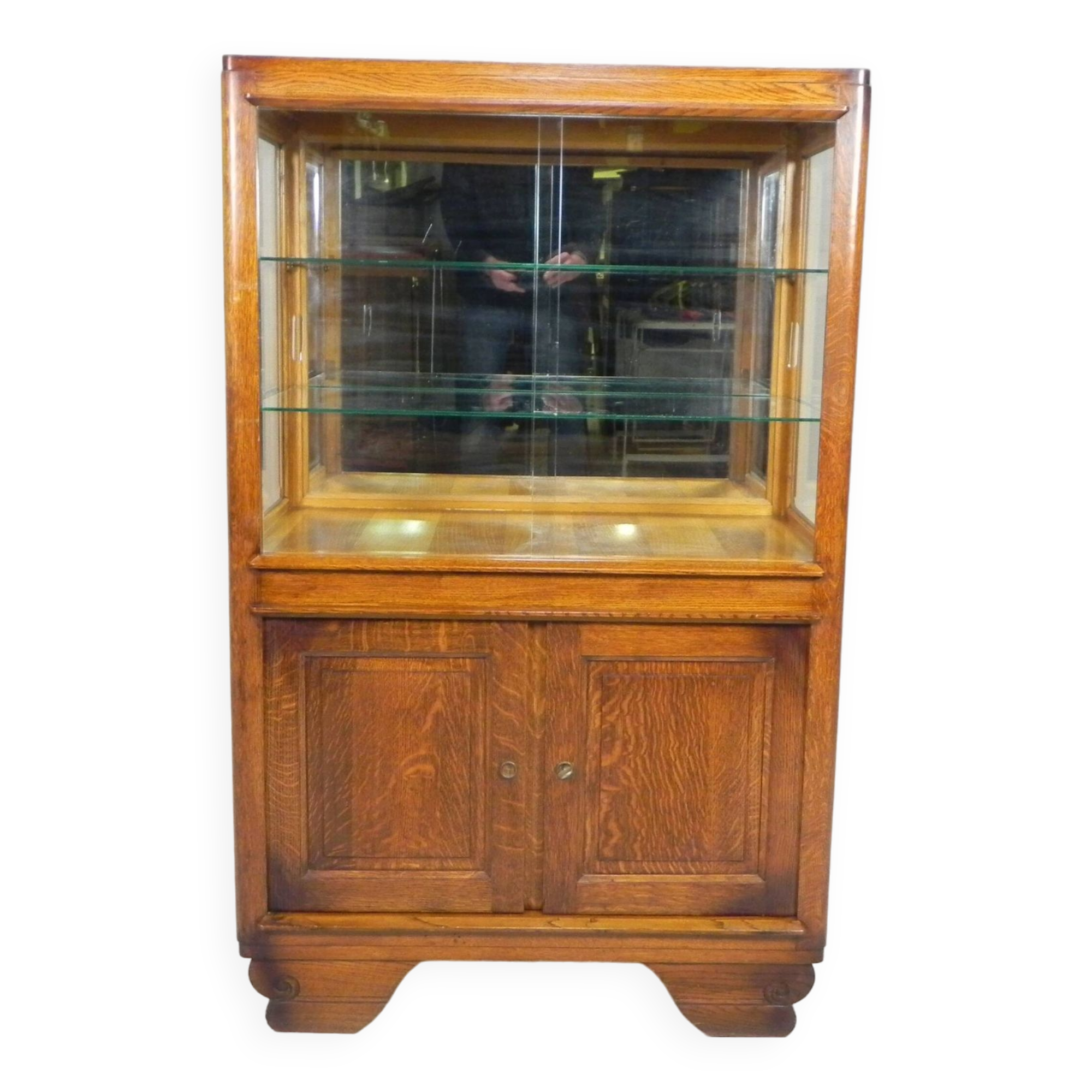 Art Deco display cabinet with sliding glass doors