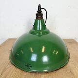 Industrial British Green Enamel Factory Pendant Lamp from Maxlume, 1960s