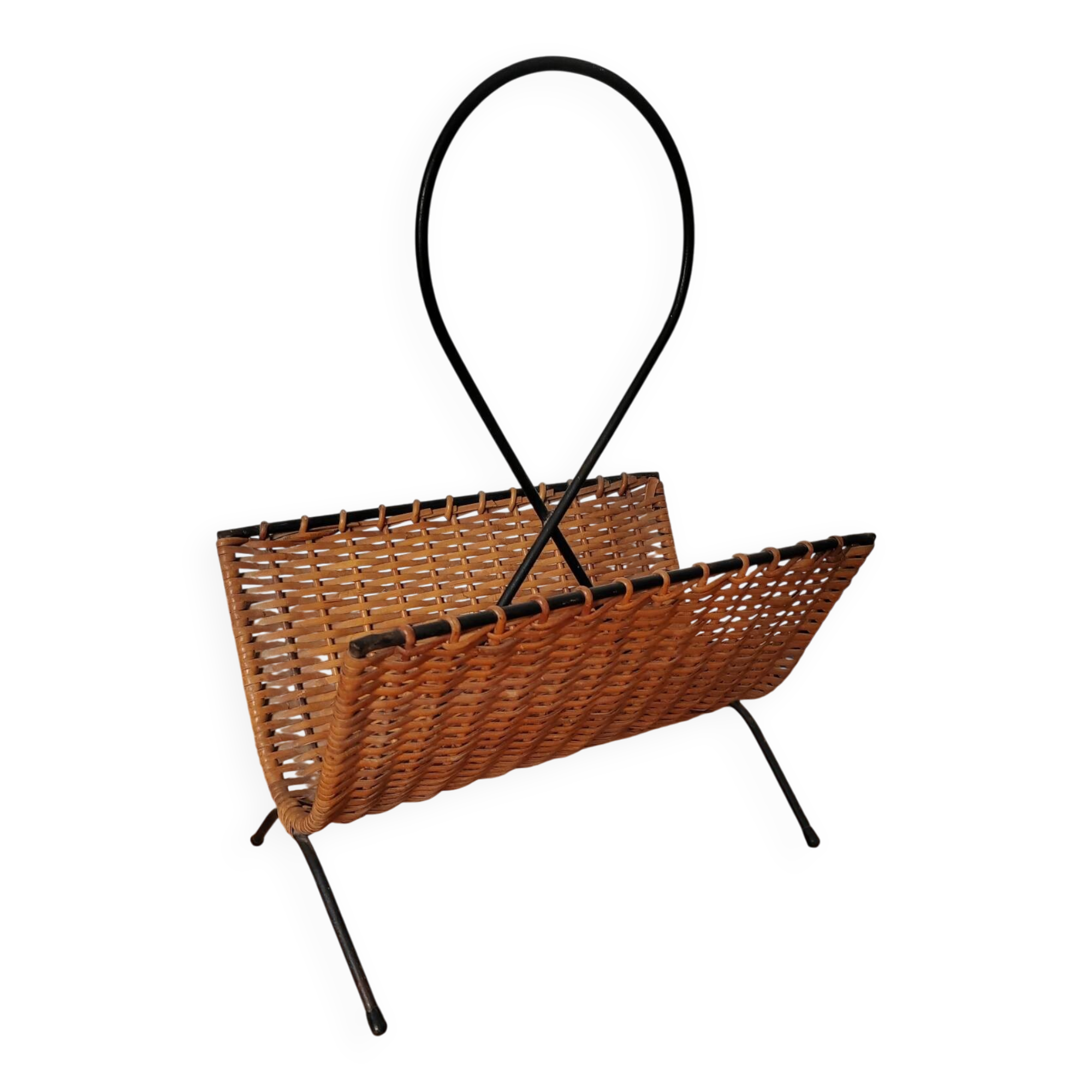 Porte revue métal et rotin
