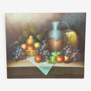 Oil on canvas still life painting Frank Lean