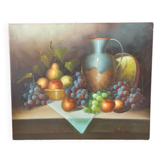 Oil on canvas still life painting Frank Lean