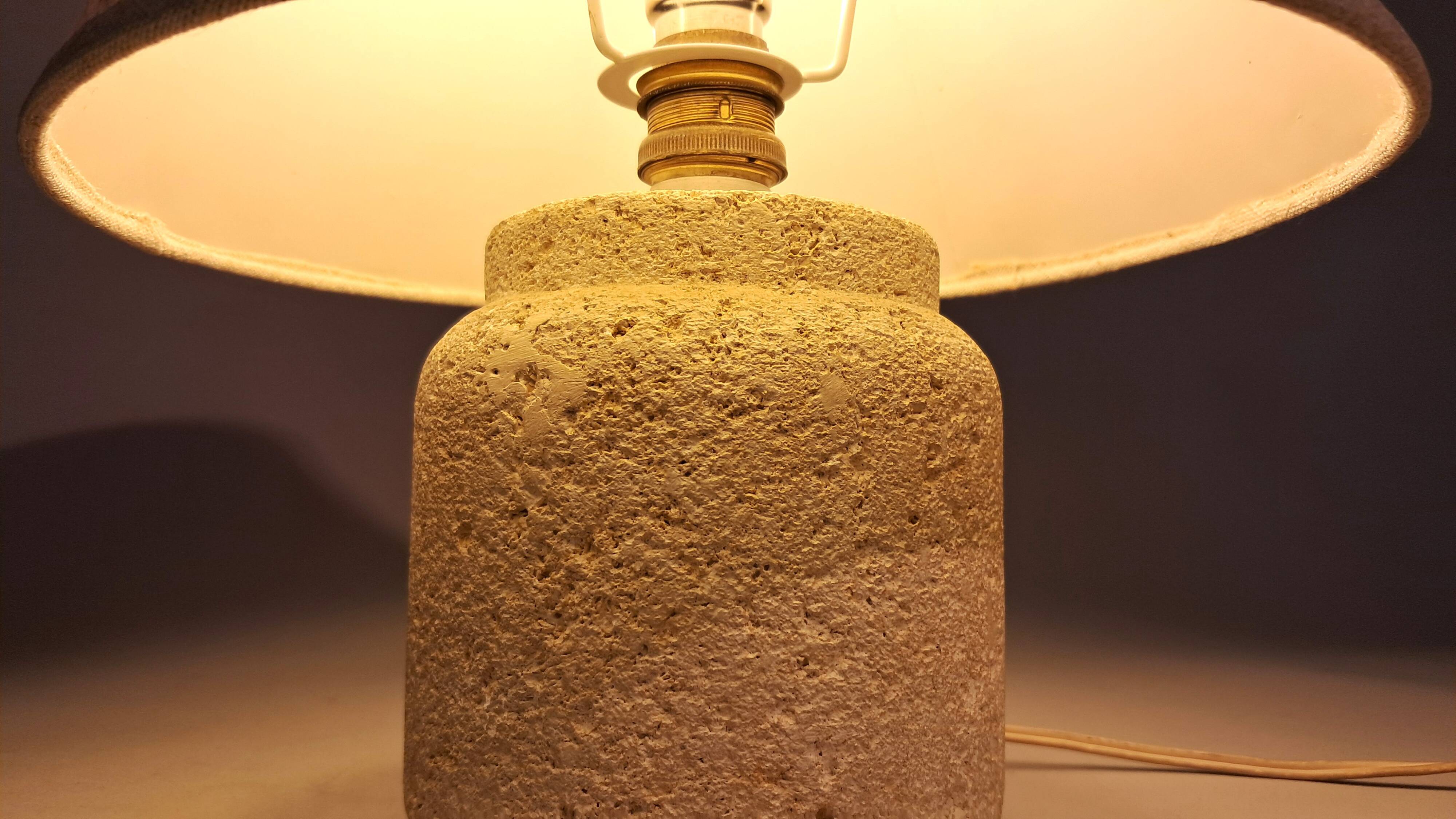 1960 travertine bedside lamp