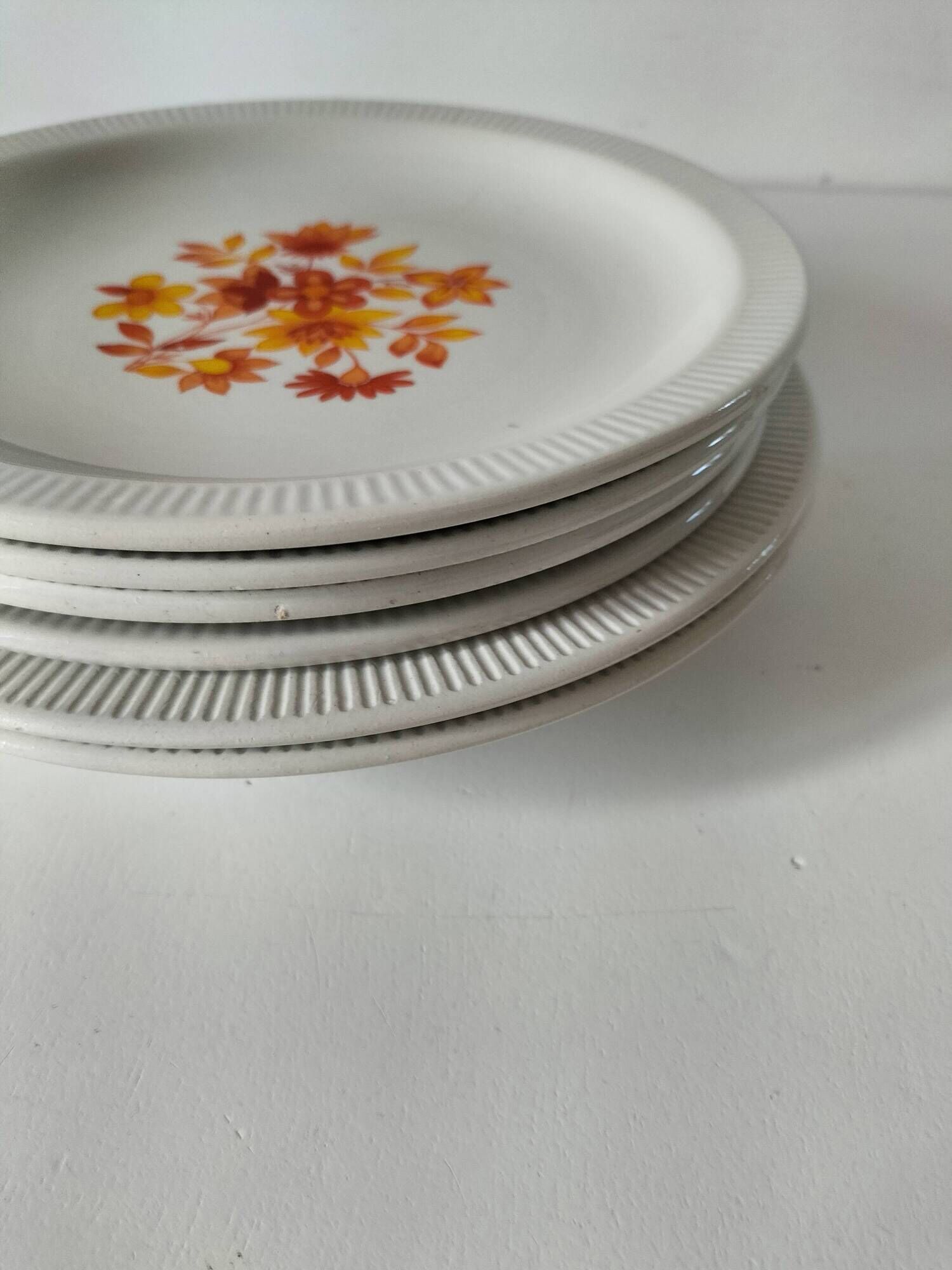 6 flower power plates from the 70s