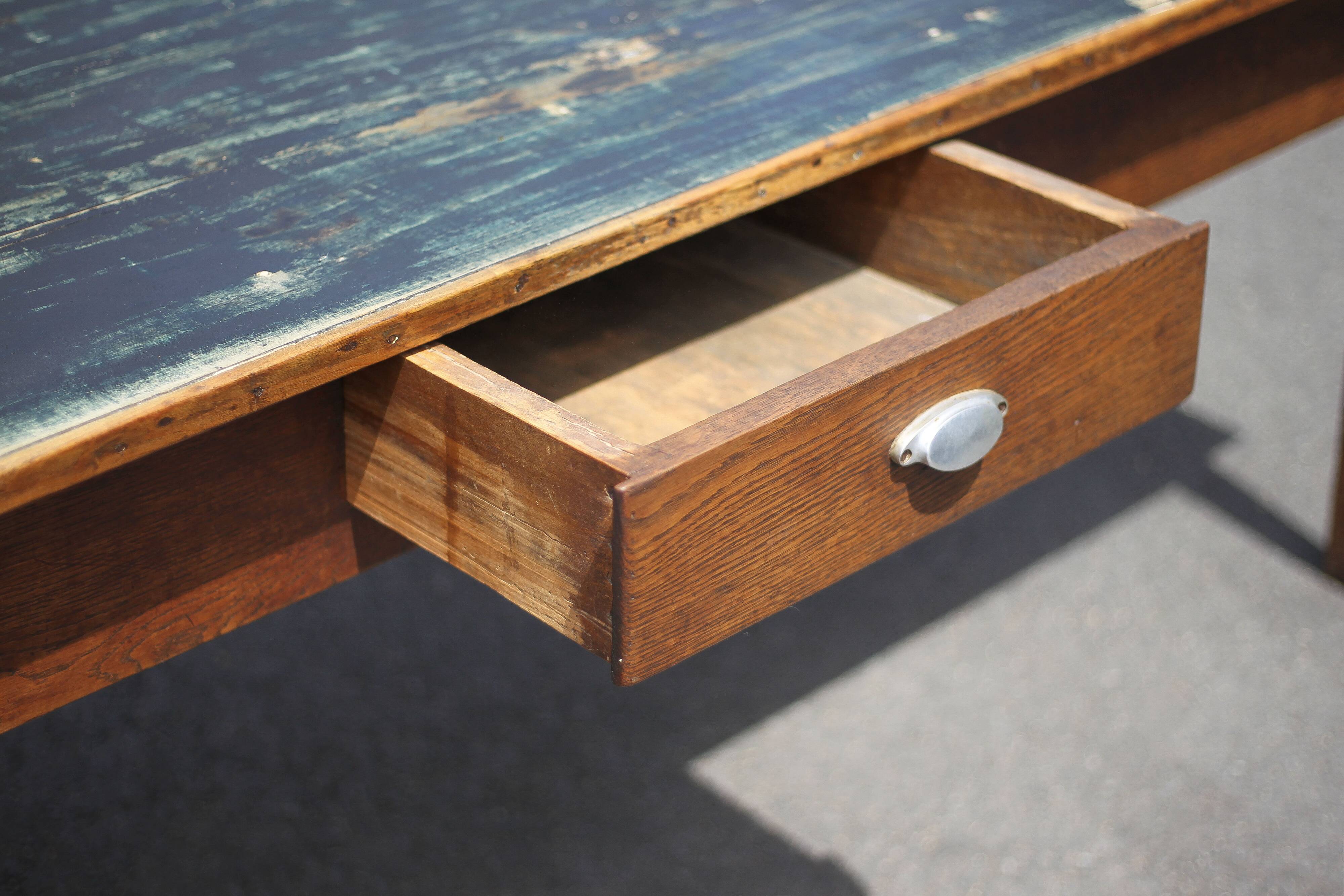 Farmhouse table and its 2 benches, living room table, wooden table with pair of wooden benches