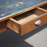 Farmhouse table and its 2 benches, living room table, wooden table with pair of wooden benches