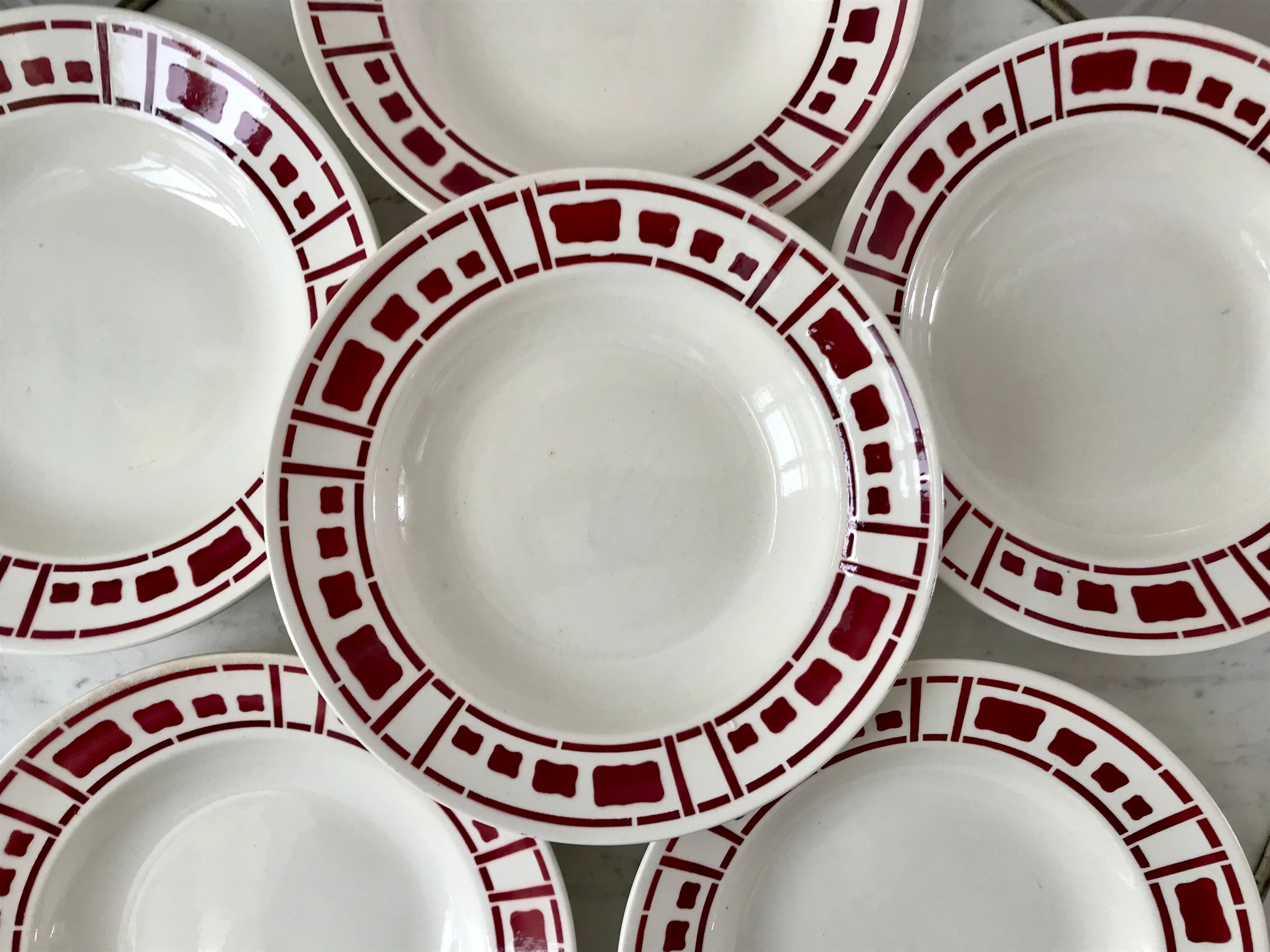 Lot de 6 assiettes creuses badonviller modèle barbizon années 30