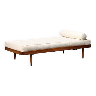 Scandinavian Daybed in stained Wood and Fabric for Horsens Møbelfabrik, Den