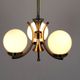 Vintage Czech Bauhaus style pendant light, tall, with opaline glass globes, 1940s