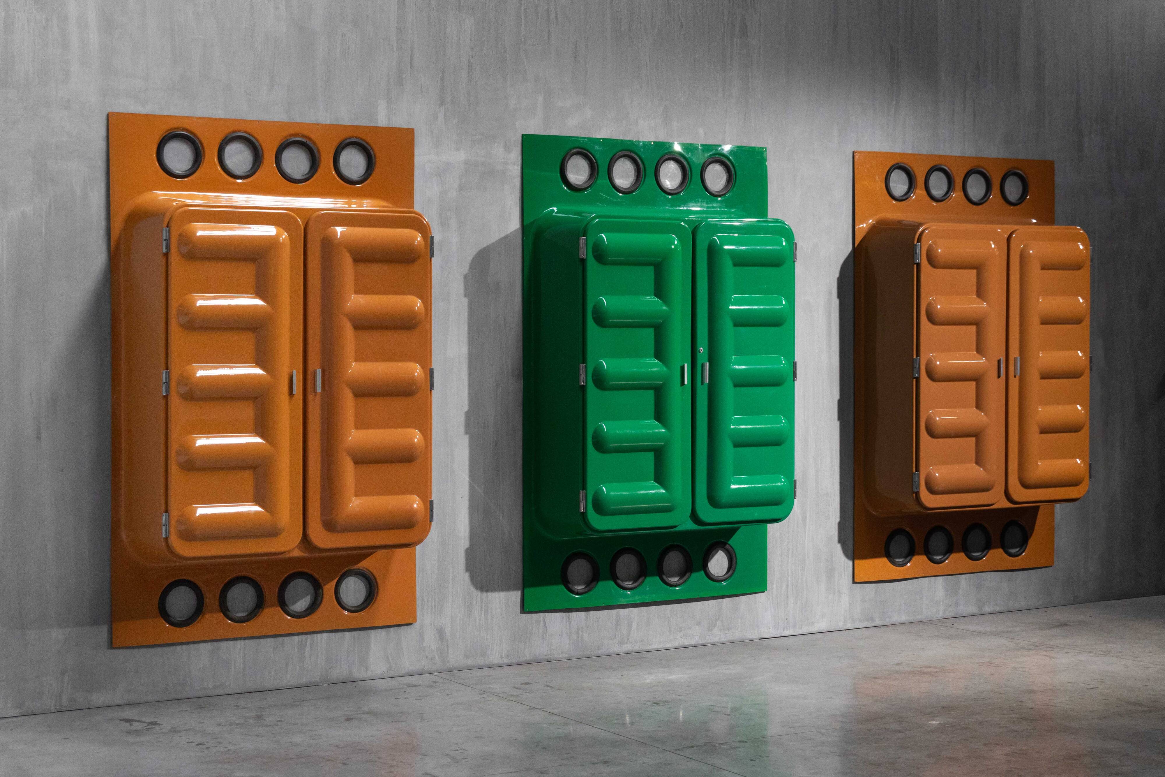 Edition Somop Wardrobe in Orange Molded Plastic, France, 1970s