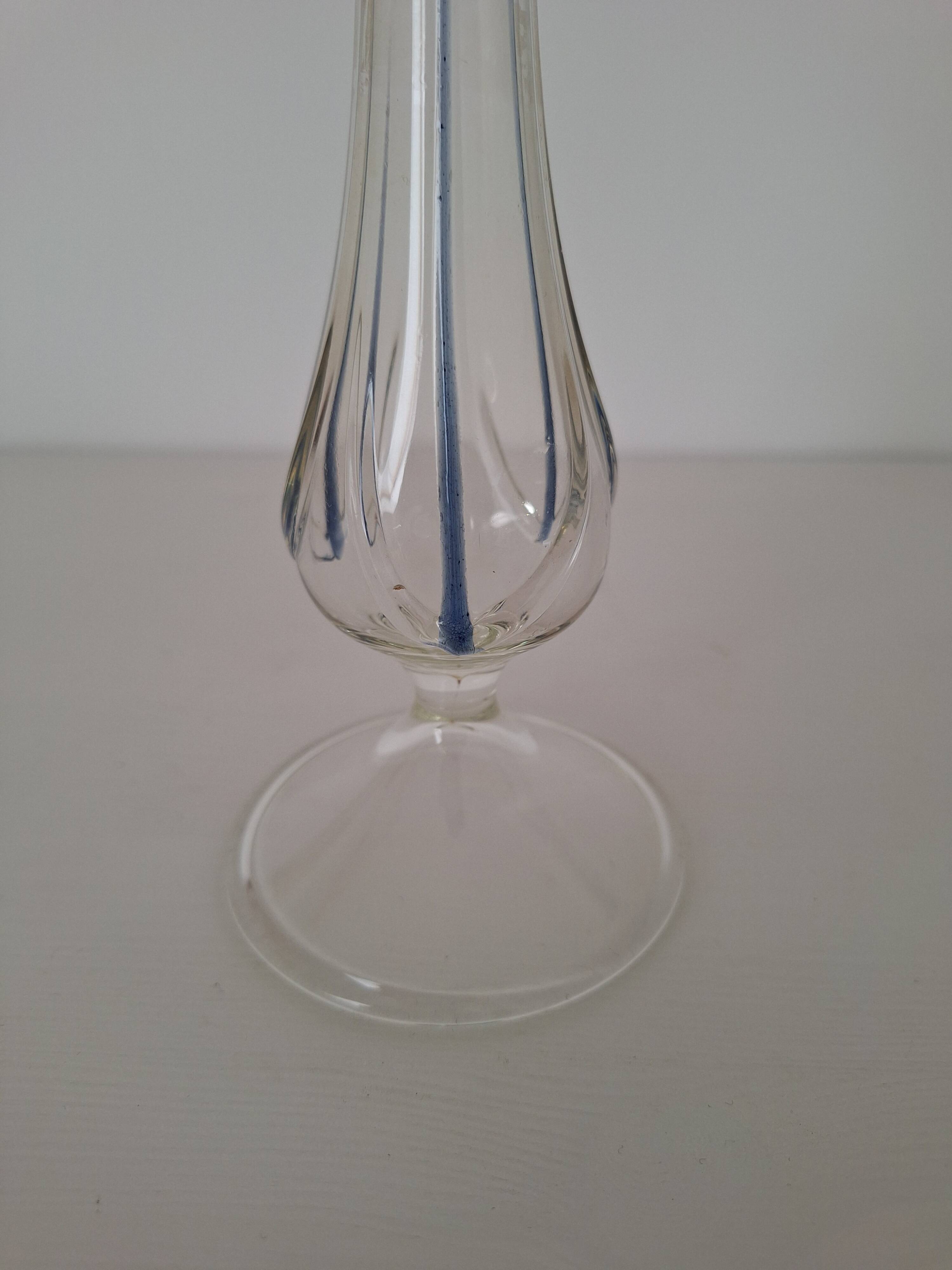 80s blue glass soliflore
