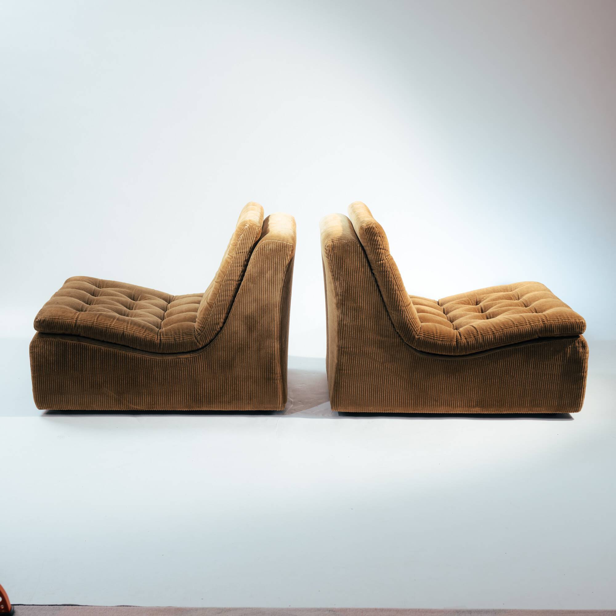 Pair of Modular Armchairs in Brown Corduroy by DUX, Sweden, 1970s