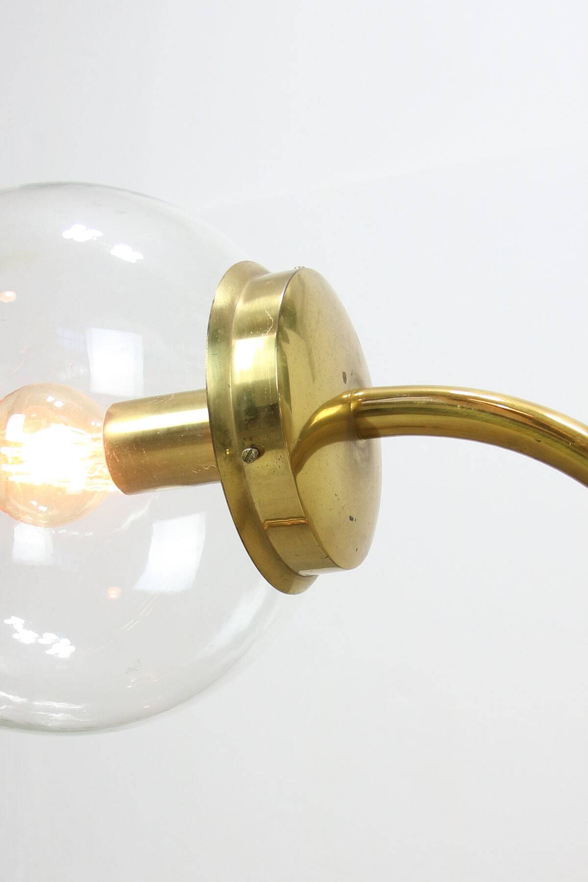 Large Italian Mid-century Brass Wall or Ceiling Lamp, 60s