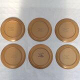 Set of six flat plates in Sarreguemines stoneware Atelier d'art dimension: diameter -24cm- H-3cm-