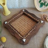 Wooden flat bottom and vintage cannage
