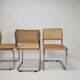 Set of 4 tubular frame and cane dining chairs by Marcel Breuer, 1970s
