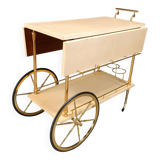 Desserte de bar italienne en peau de chèvre laquée et parchemin par Aldo Tura, années 1960