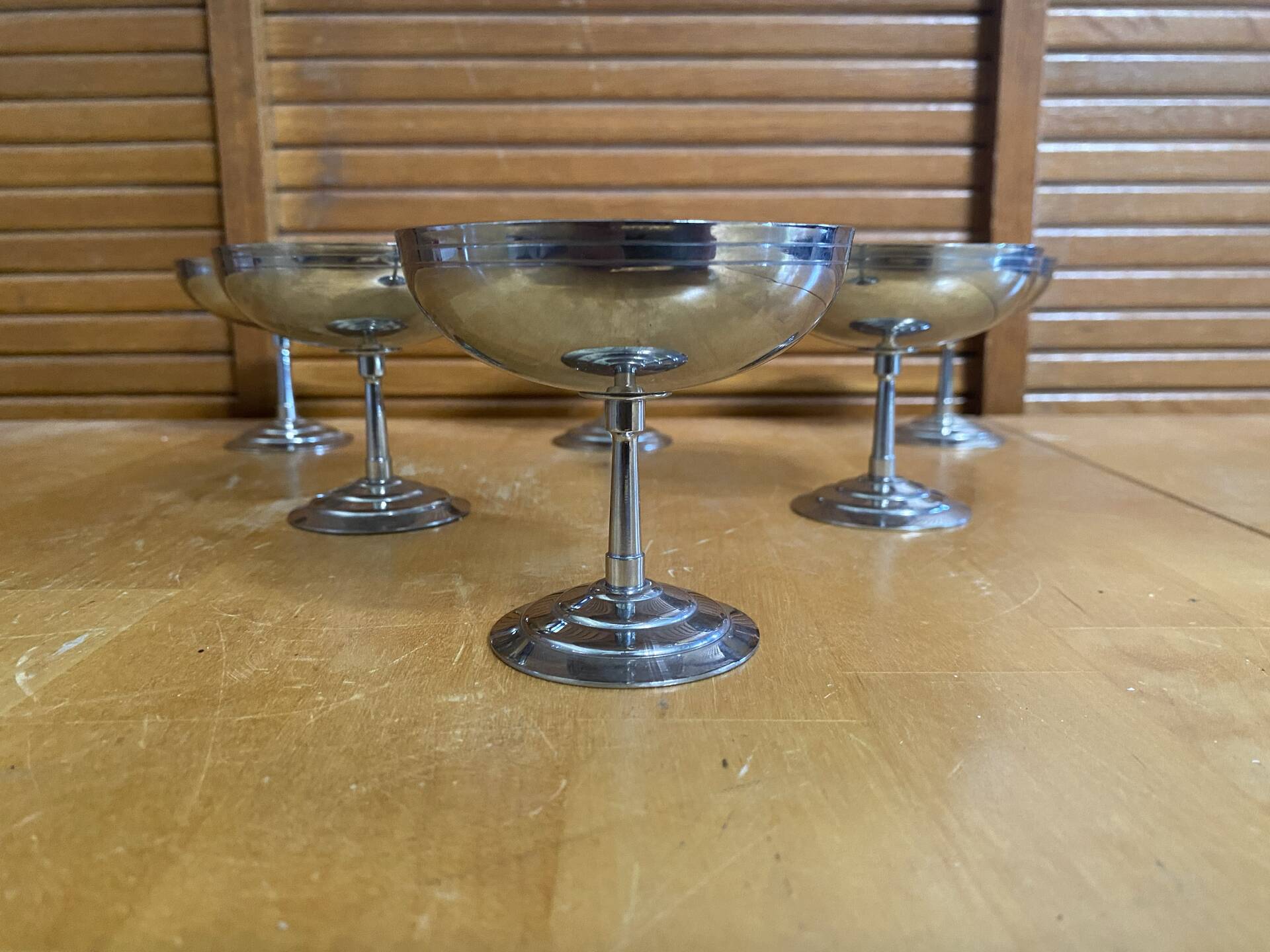 Set of 6 ice cream bowls rémy letang stainless steel vintage design #e407