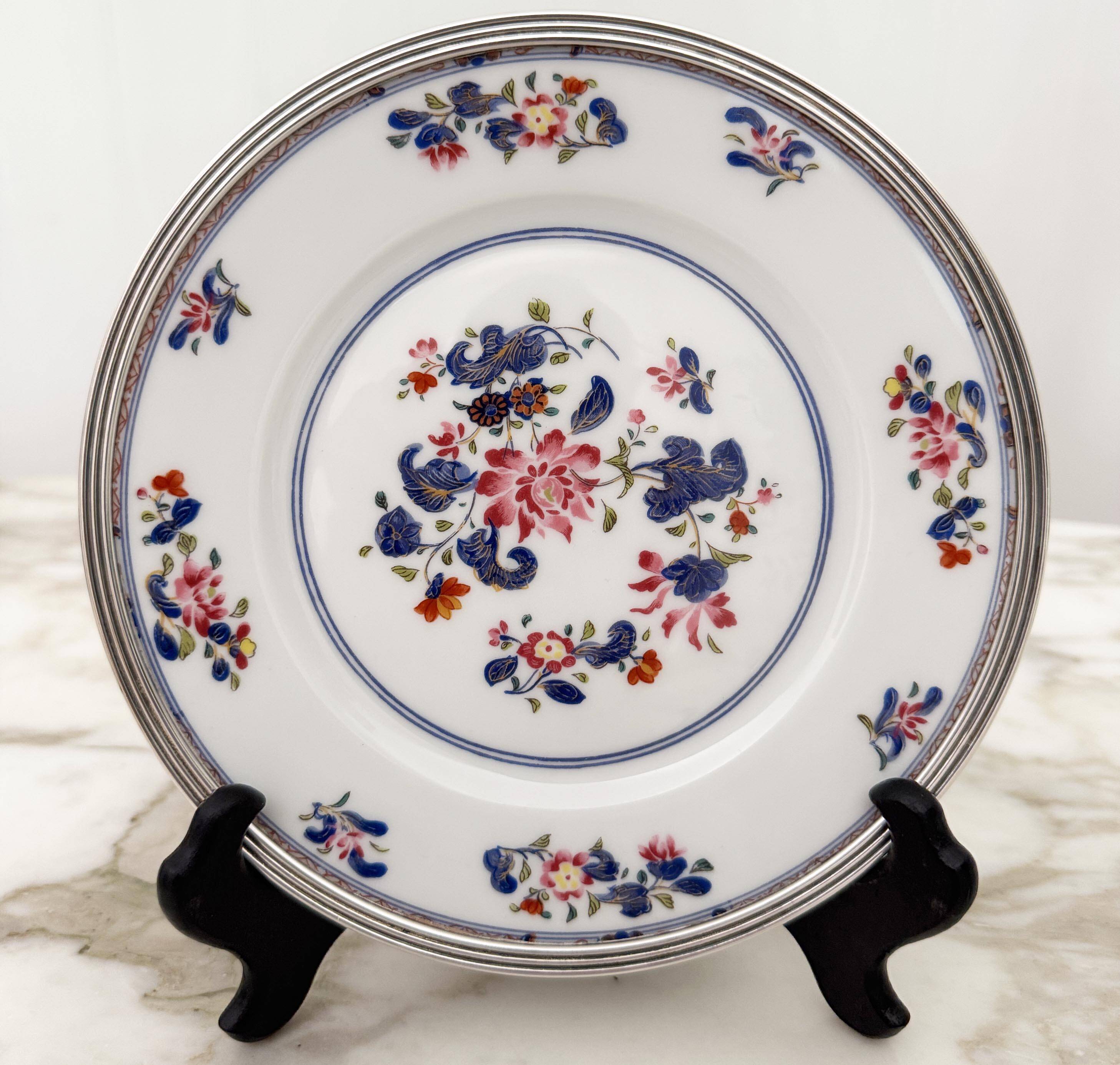 Puiforcat & Raynaud Limoges dessert plate, Chen Yang decoration, 18th century China
