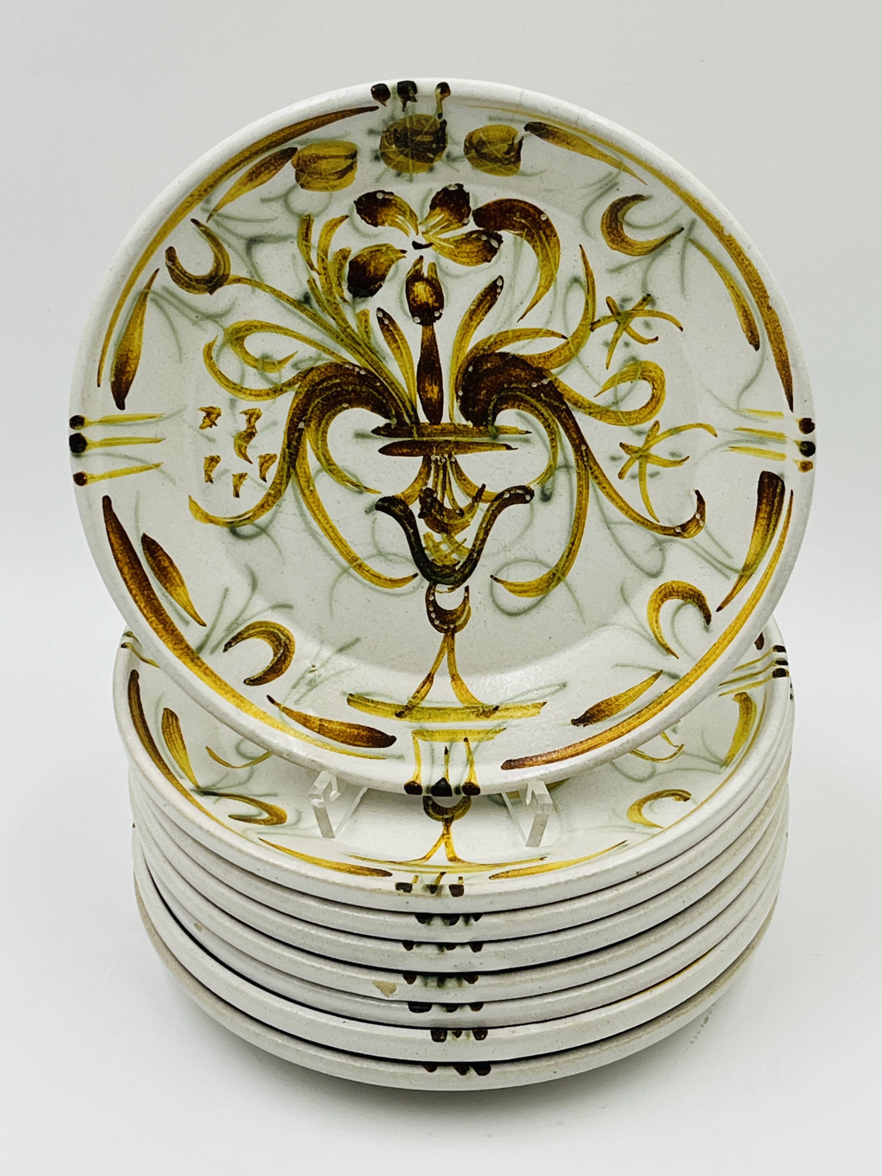 8 Dessert Plates Keraluc Quimper Renaissance 1960