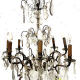 Louis XV style chandelier with pendants and colored glass fruits, 20th century