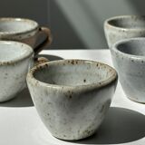 Set of 5 Indonesian ceramic handle coffee cups