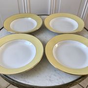 4 hollow plates Saint-Amand 60s yellow pastel chick