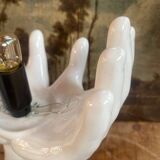 vintage ceramic and opaline hand lamp