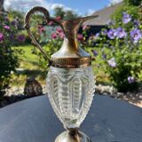 Ewer in molded Murano Venetian glass and metal