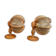 Pair of wooden wood straw wall sconce lamps rustic vintage France