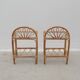 Pair of rattan and glass bedside tables, France 1970