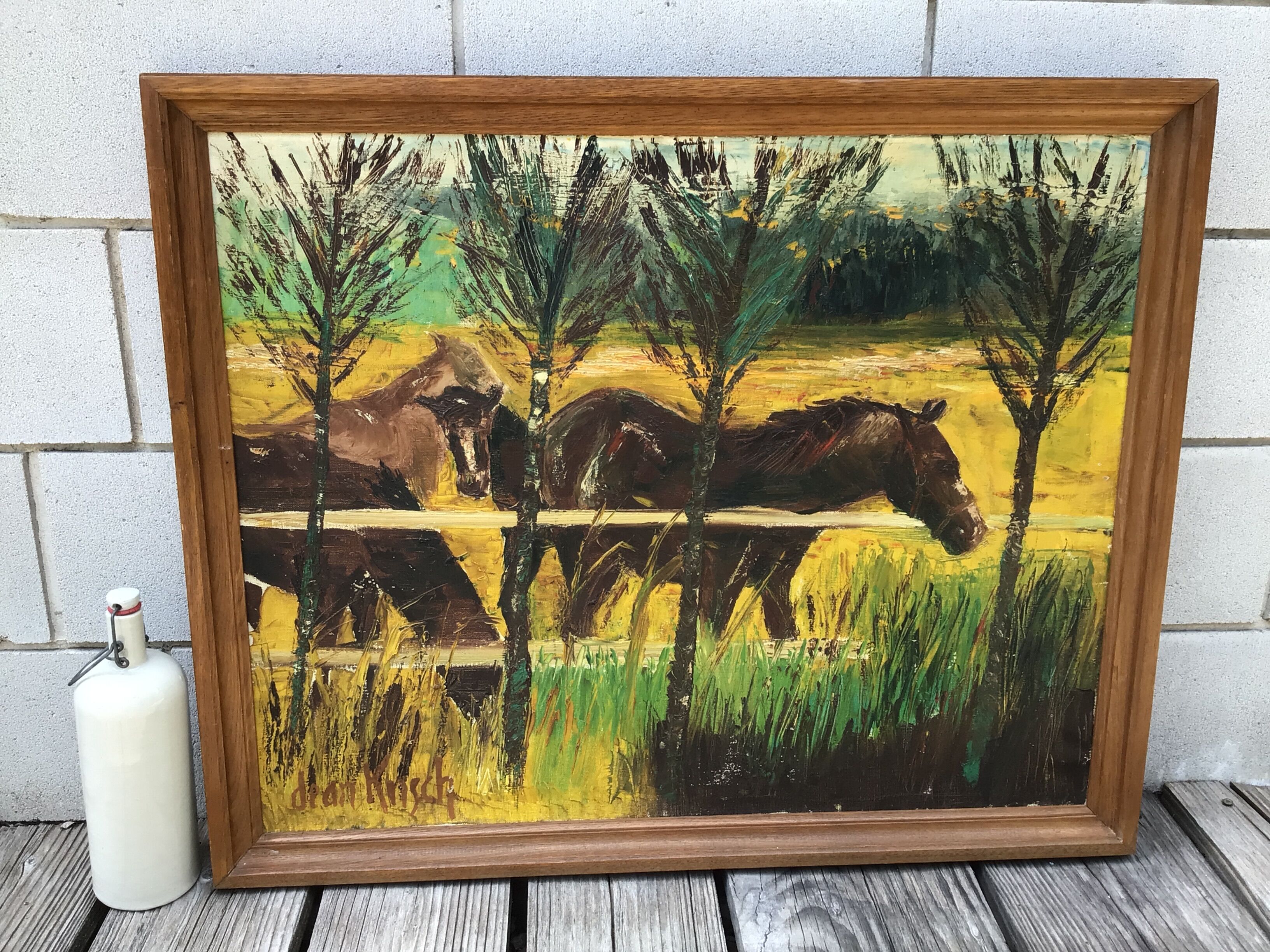 Oil on canvas Horses signed J.Kirsch 1961 (88x72)